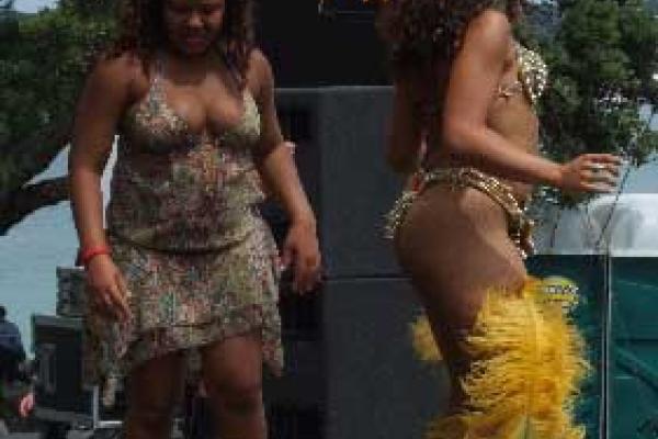 Auckland Samba dancers - backstage